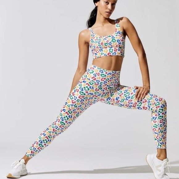 Beach Riot Set Primary Color Leopard Print Matching Set SZ Large - Picture 3 of 11